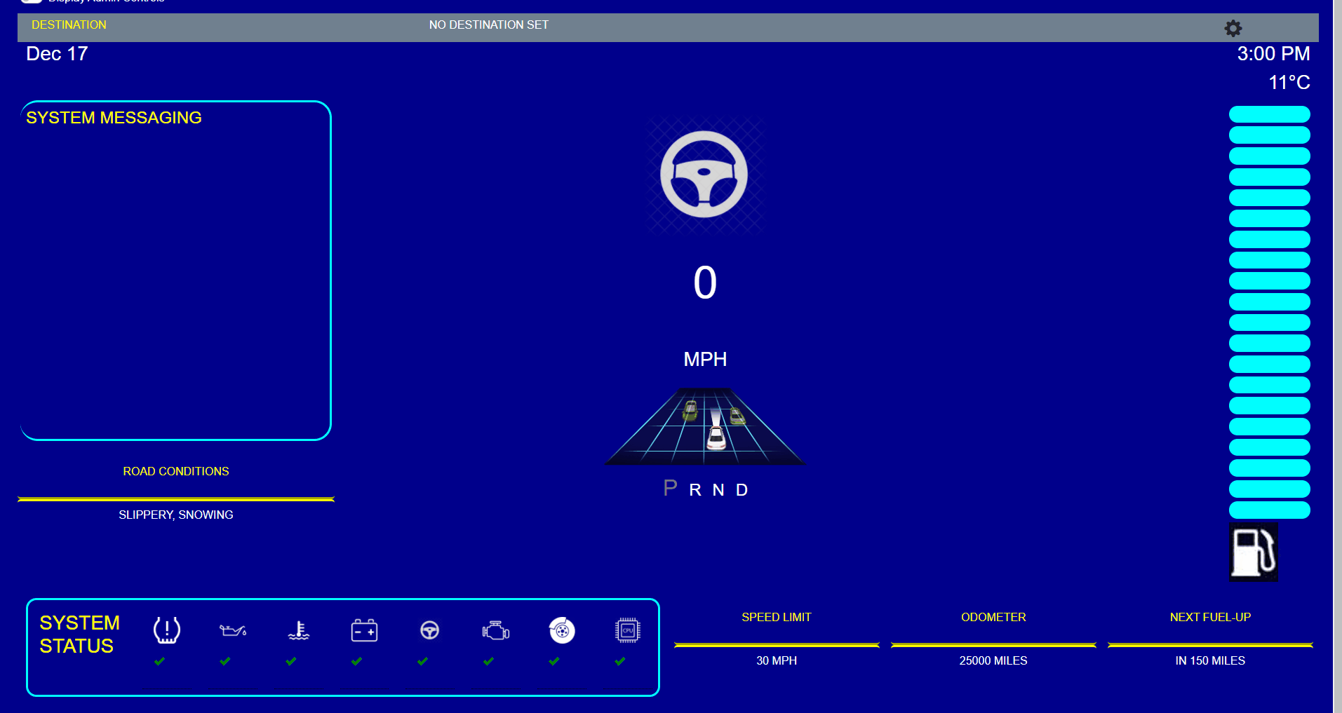 An animation of the user interface depicts Phil entering his destination of Acadia National Park.